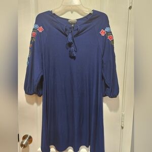 Blue embroidery dress